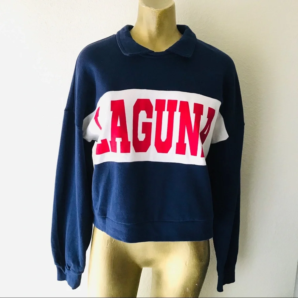 NWOT Wild Fable LAGUNA Collared Cropped SWEATSHIRT M - Picture 3 of 9